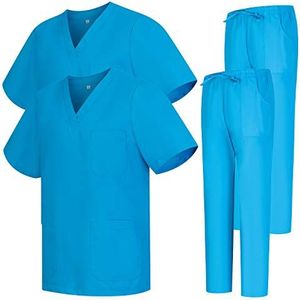 Misemiya 2 stuks uniseks sanitairuniform uniseks caps en broek, Lichtblauw 68