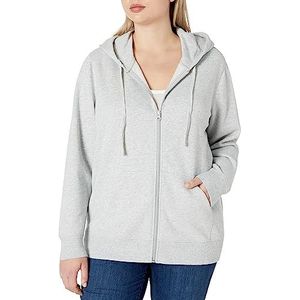 Amazon Essentials Dames fleece fleece hoodie met ritssluiting, lichtgrijs gemêleerd, maat L (verkrijgbaar in grote maten)