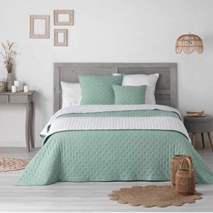 douceur d'intérieur, Gewatteerde sprei (220 x 240 cm) Mellow Chic Mint/Wit, tweekleurig microvezel