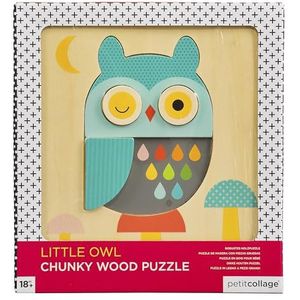 Petit Collage - Chunky Wooden Tray Owl puzzel, PTC318, meerkleurig