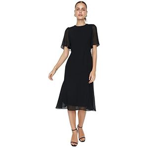 Trendyol Dames midi-jurk A-Line Regular Fit, zwart, 70, zwart.
