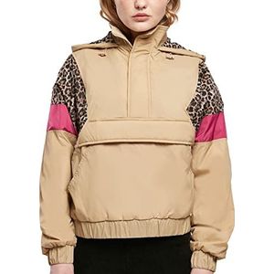 Urban Classics Dames Leo Pull Over Damesjas met dierenprint, ritssluiting en buiktas, maat XS tot 5XL, Beige Union/Darkleo/w.