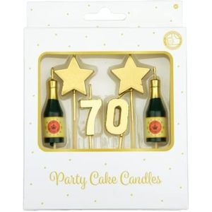 PD-Party 7050020 Decoratieve taartkaarsen voor verjaardagsviering, 70 jaar, goud, 1 cm lengte x 3 cm breedte x 9 cm hoogte