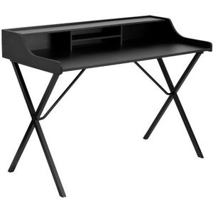 Flash Furniture Bureau-rek van gelamineerd staal, zwart met zwart frame, 121,92 x 67,31 x 10,16 cm