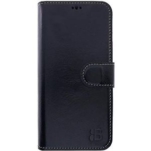 Burkley iPhone 14 hoes met kaarthouder en standaard, vintage hoes voor iPhone 14, leren case voor mannen en vrouwen, telefoonhoes met RFID/NFC-bescherming, zwart