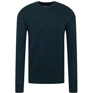 TOM TAILOR Sweatshirt voor heren met ronde hals, 28610 – Structuur Mühle Green Navy