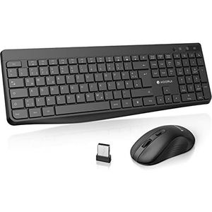 KOORUI Draadloos toetsenbord en muis, QWERTZ stil met 12 2,4 GHz functietoetsen voor Windows, MacOS, Linux (batterij niet inbegrepen)