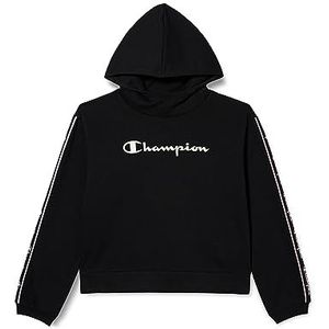 Champion Legacy Tape 2.0 G Ultralight Powerblend Fleece Boxy Sweatshirt met capuchon voor meisjes, zwart.