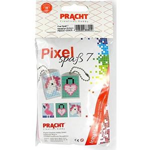 Pixel P90037-00505 Grappige knutselset voor 2 sleutelhangers (medaillons) voor kinderen, eenvoudig insteeksysteem, strijkvrij en lijmvrij, organische kunststof strass-steentjes