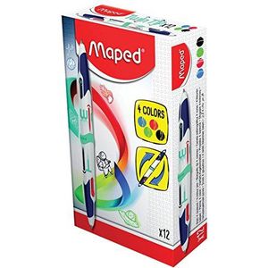 Maped - 4-kleurige Twin Tip balpen met 2 koppen - dubbele punt - 4 pennen in 1 - middelgrote punten 1 mm - doos met 12 stuks