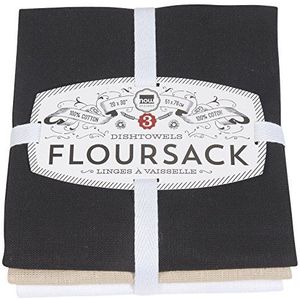 Now Designs Floursack keukenservetten, 3 stuks, koningsblauw / wit