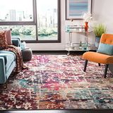 Safavieh Madison MAD458 tapijt voor woonkamer, slaapkamer of elk interieur, 122 x 183 cm, rood/lichtblauw