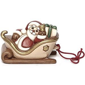 THUN - Kerstdecoratie van keramiek voor kinderen, motief slee en kerstman - meerkleurig