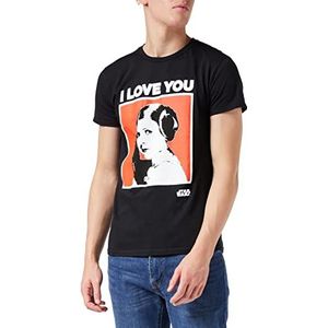 Star Wars Princess Leia I Love You T-shirt voor heren, officieel product, cadeau-idee voor echtgenoot, vriend, partner, zwart.
