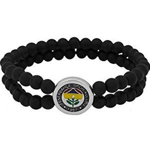 Remi Bijou Fenerbahce FB elastische armband voor voetbalfans, met zwarte parels, één maat, zirkonia, Zirkoniumoxide