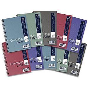 Cambridge Jotter notitieboek, A5, spiraalbinding, omslag van karton en rand, 100 pagina's, groen / blauw / grijs / rood / violet