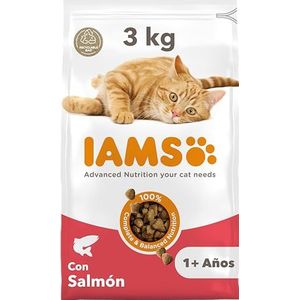 IAMS Droogvoer voor katten met zalm, droogvoer voor katten van 1 tot 6 jaar, 3 kg