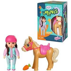 BABY born Minis Paardenclub set met Kim 906149 - 7 cm grote pop met exclusieve accessoires en 1 beweegbare body voor realistisch spel - geschikt voor kinderen vanaf 3 jaar
