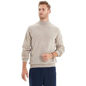 Trendyol Slim Fit trui effen opstaande kraag trainingspak heren, beige, XXL, Beige