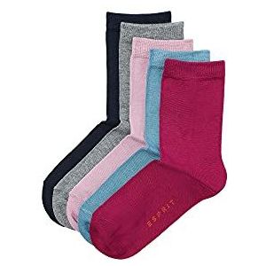 ESPRIT Solid Mix 5 stuks uniseks kindersokken biologisch katoen duurzaam blauw grijs zwart roze versterkt dun zonder patroon voor zomer of winter 5 paar, meerkleurig (assortiment 10)