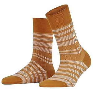 FALKE Dames Sensitive Sunset Stripe sokken zachte randen niet samendrukken op de kuit, geschikt voor diabetici, platte naad met ademende tenen, duurzaam, lyocell, 1 paar, Oranje (Oker 1237)