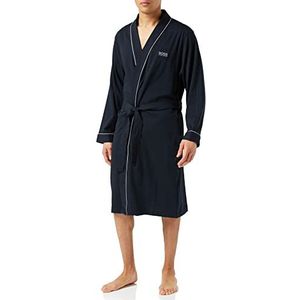 BOSS Heren Kimono BM Badjas Kimono stijl geborsteld katoen met logo, Blauw