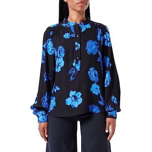 SELECTED FEMME Slfkatrina Ls Aop Top Noos Damesblouse, Zwart/Aop: aop