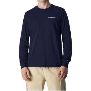 Champion Legacy American Classics Script Logo L-s Crewneck T-shirt met lange mouwen voor heren, Blu Marino