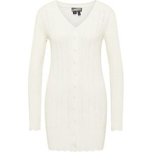 DreiMaster Vintage Lange gebreide jas voor dames, gebroken wit, XS-S, Gebroken wit