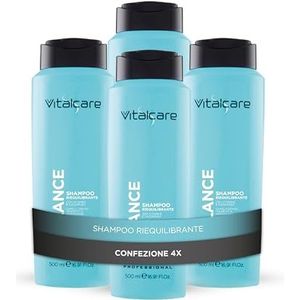 Vitalcare | Sebo Balance - Shampooing Rééquilibrant pour cheveux gras ou ayant tendance à graisser avec vitamines et zjcomplex, 4 x 500 ml