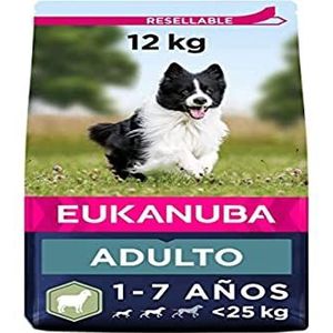 Eukanuba – Droogvoer rijk aan lam en rijst voor volwassen honden, klein tot middelgroot ras – gevoelige spijsvertering - Glucosamine & Chondroïtine - Zonder GMO conserveringsmiddelen kunstmatige aroma