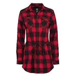 Brandit Lucy damesshirt met lange mouwen, rood/zwart, 4XL, Rood/Zwart