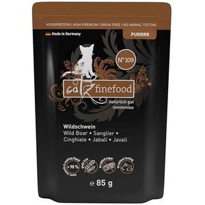 catz finefood Purrrr Kattenvoer voor natte varkensvlees monoproteïne nr. 109, voor voedselgevoelige katten, 70% vleesgehalte, 16 x 85 g zak