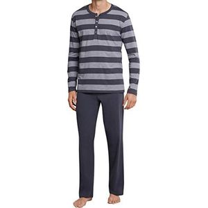 Schiesser Schlafanzug Lang geknoopte pyjamaset, antraciet, 106 cm, heren, grijs.