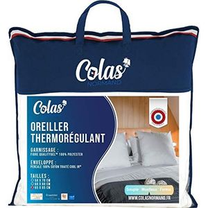 COLAS NORMAND - Thermoregulerend kussen – cool in – pluizig – 65 x 65 cm – vochttransport – percal 100% katoen – fris gevoel – anti-zweet product – Franse productie