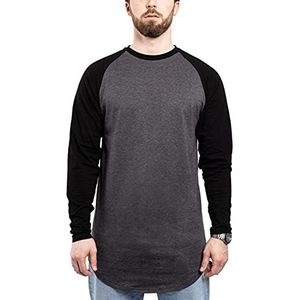 Blackskies Shirt met lange mouwen baseball mode oversized mouwen basic raglan tee L/S, Houtskool