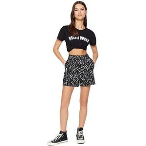 Trendyol Normale pasvorm shorts met brede pijpen en normale taille voor jonge vrouwen, zwart, S, zwart.
