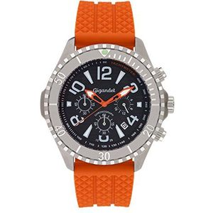 Gigandet Aquazone herenhorloge, kwarts, chronograaf, duikhorloge, analoog, datum, oranje, zwart, G23-005