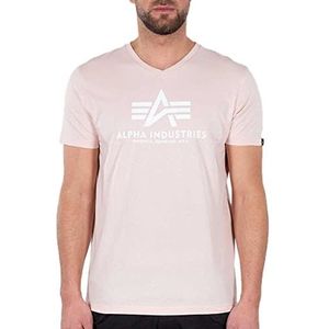 ALPHA INDUSTRIES Basic T-shirt voor heren, korte mouwen, V-hals, perzik