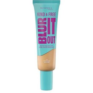 Rimmel London Kind & Free BLUR IT OUT Fond de teint opaque 210, Golden Beige, contrôle effet brillant toute la journée, maquillage au fini mat léger, 30 ml