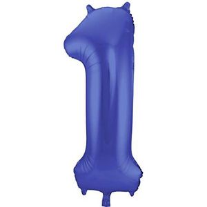 Folat 65921 folieballon cijfer 1 metallic 86 cm helium ballon decoratie verjaardag bruiloft verjaardag jubileum blauw mat