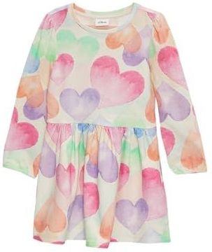 s.Oliver Uitlopende jurk van licht sweatshirt met all-over print, Gebroken wit, 110