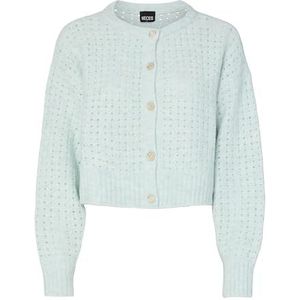 PIECES Pcsikka Ls O-Neck Knit Cardi W.O Wool, Bleu nuage, S