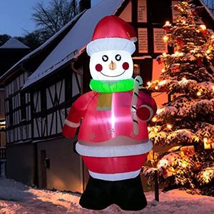 7.2 FBaptême Opblaasbare sneeuwpop - Kerstsneeuwman om op te blazen - Tuindecoratie - Geïntegreerde ledverlichting - palen voor binnenplaats, gazon, tuin