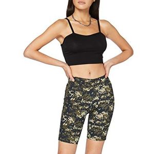 Urban Classics Yogashort voor dames, Digitale camouflage van hout.