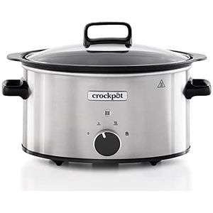 Crockpot Slowcooker, 3,5 l (3-4 personen), container geschikt voor sterk vuur voor het bruinen van vlees en groenten, roestvrij staal [CSC085X]