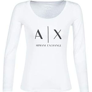 Armani Exchange Ls Logo T-shirt voor dames, Wit.