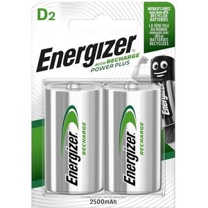 Energizer PowerPlus oplaadbare batterijen, 2500 mAh + D, 2 stuks