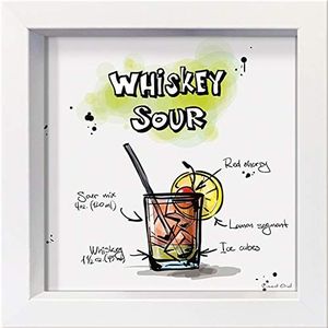 International Graphics Oriol, Vincent ""Whiskey You"", ingelijst, 16 x 16 cm, wit frame