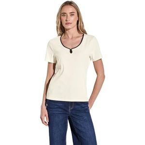 Street One A323145 T-shirt met decoratief lint voor dames, gebroken wit, 40